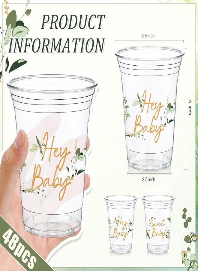 Fuyoooo 48 Pcs Gender Reveal Party Plastic Cup 16 Oz Cups Boy or Girl Thick Clear Cup Gender Reveal Party Supplies Pink and Blue Baby Shower Decorations (Eucalyptus) - Image 3
